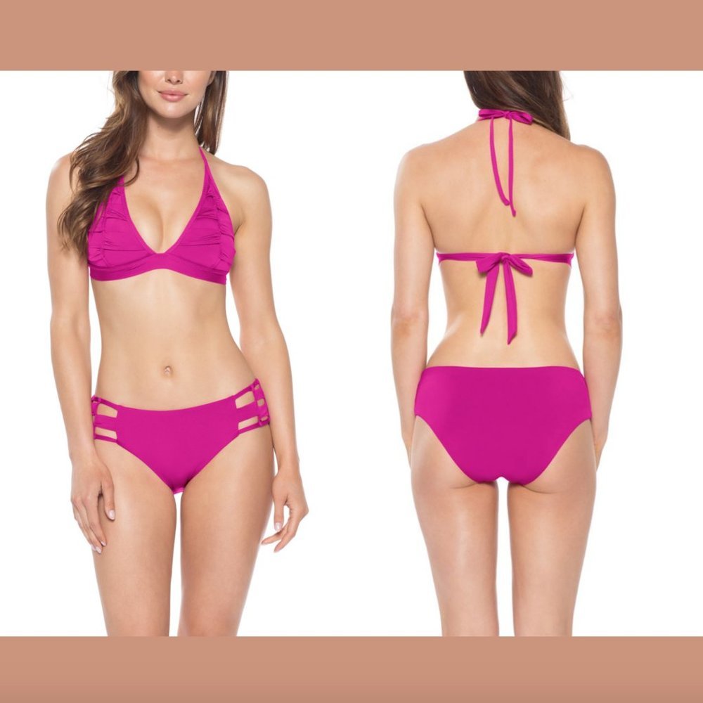 NEW Becca Wrapper Halter Top [L] +Wrapper Hipster Bikini Bottom SET [ Med ] 3788